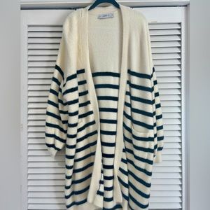 Zara knit Black and Cream Stripe Cardigan